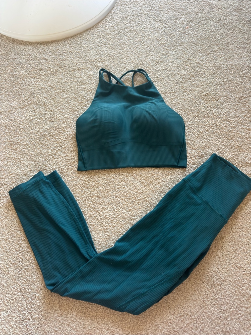 lululemon athletica Ribbed High-Neck Bralette and Leggings Set - Teal Green